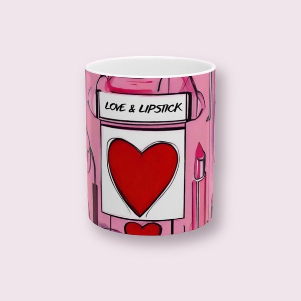 Ceramic Mug 11oz 0,33l Kaffeebecher  Kaffeetasse LOVE & LIPSTICK