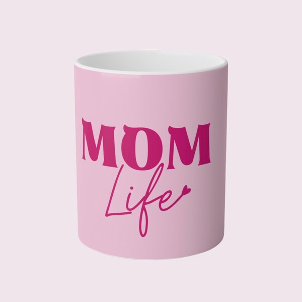 White Mug, 11oz 0,33 L Weiße Kaffeetasse Kaffeebecher MOM LIFE Muttertag Geschenk