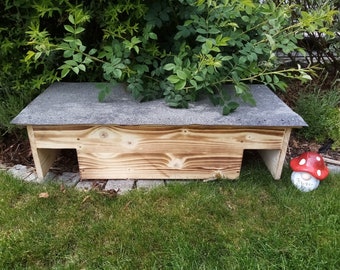 Igelhaus Igelschutz XL 84x40x22 cm mit Rattenklappe handgemacht inkl. Einstreustroh