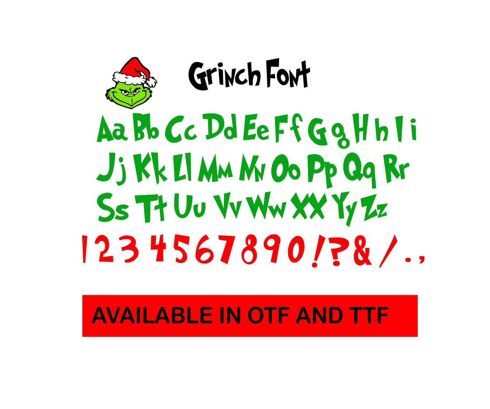 Grinch Font, Christmas Font, Grinch Font for Canva, Grinch Style, Green ...