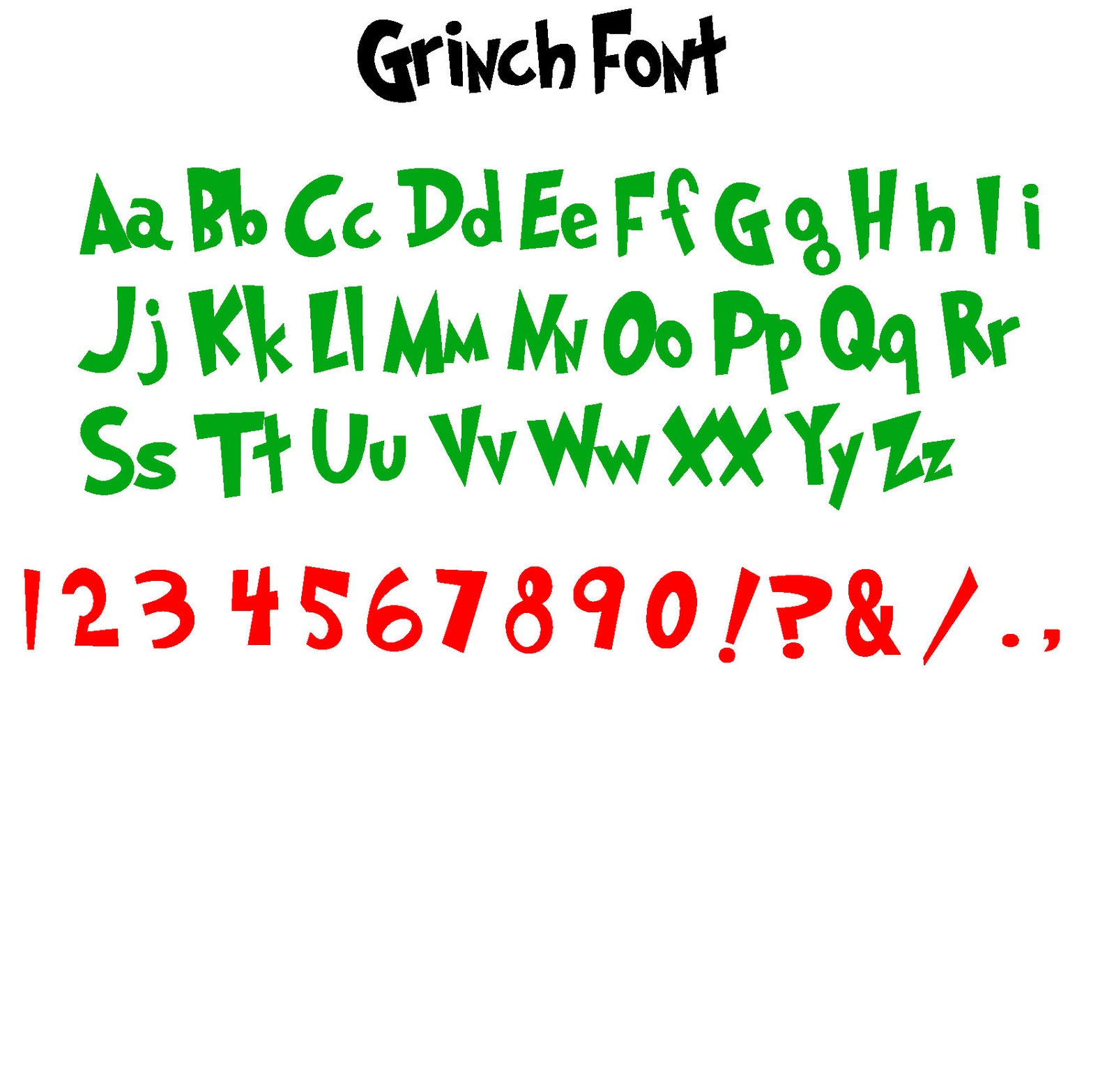 Grinch Font, Christmas Font, Grinch Font for Canva, Grinch Style, Green ...