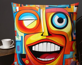 Faces by Freddie Vol. 5 Pillow | Modern happy and playful home decor