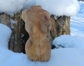 Wood woman sculpture | curvy sculpture | female bust | custom made colour | personalised statue | body | big breast