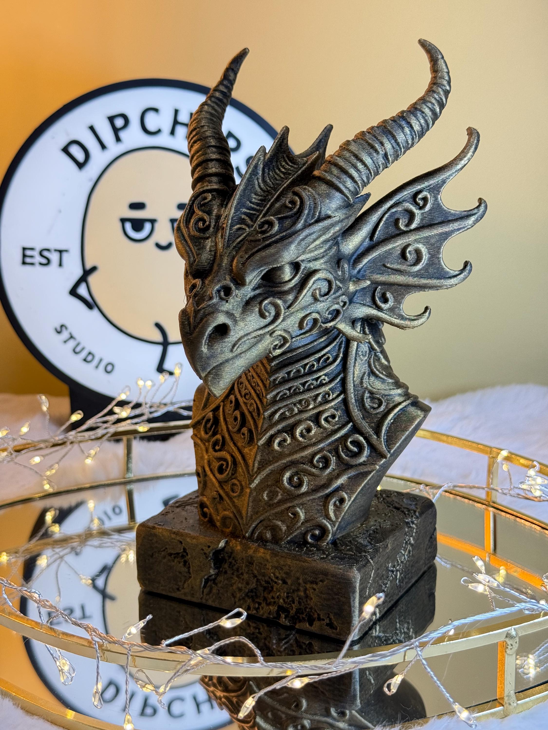 Set di 3 statuette a forma di drago in uova, decorazione gotica, colore: nero