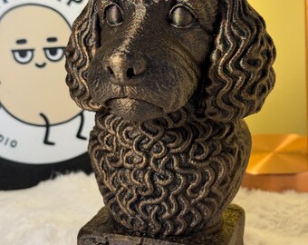 Cockapoo Hundebüste Statue - 3D gedruckte Hundeskulptur im antiken Stil | Dekoratives Wohnkultur Geschenk