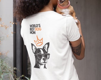 Dog Mom Organic Embroidered Women’s T-shirt