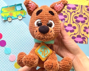 Low Sew Detective Dog Crochet Pattern, Amigurumi Spotted Puppy  ENG PDF, Great Dane Toy Tutorial