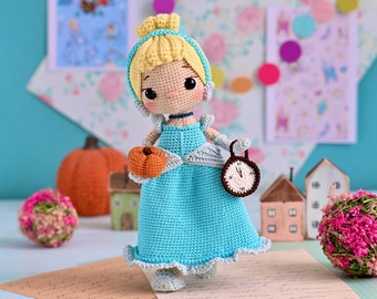 Häkelanleitung Puppe Cinderella, Englisch pdf Amigurumi