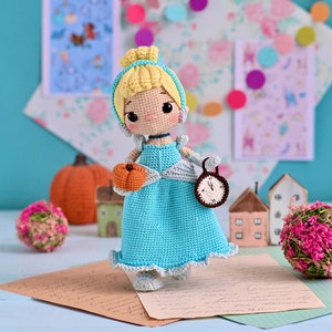 Crochet pattern doll Cinderella, English pdf Amigurumi
