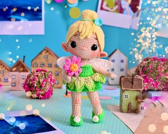 Crochet pattern fairy Tinker Bell ,  English pdf