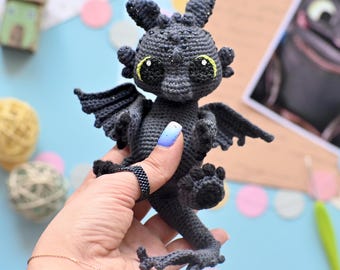 Crochet pattern  Black Dragon, English pdf