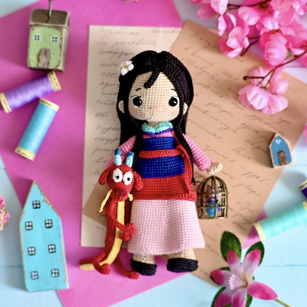 Patrón de crochet muñeca Mulan, ESP pdf Amigurumi