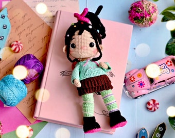 Crochet pattern doll Vanellope, ENG pdf Amigurumi