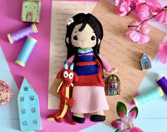 Crochet pattern doll Mulan, ENG pdf Amigurumi