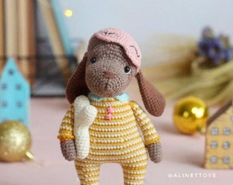 Crochet pattern sleppy dog, ENG pdf, Amigurumi