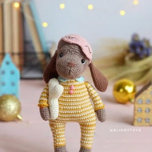 Crochet pattern sleppy dog, ENG pdf, Amigurumi