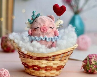 Patrón de ganchillo Pig Rosie, ENG pdf, Amigurumi