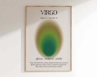 Virgo Art Print Zodiac Sign Aura Print Star Sign Virgo Print Astrology Wall Art Virgo Star Sign Grainy Gradient Poster Virgo Sign Print