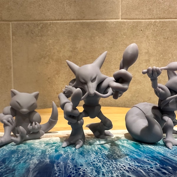 Abra Evolution Pokemon Figure - Resin 3D Print - Unpainted - Abra, Kadabra & Alakazam