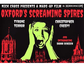 Oxford Screaming Spires Limited Edition A3 Art Screen Print – A Made-up Film Poster by Nick Cross – Travel Poster Movie Poster Wall Décor