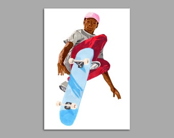 Skateboard Print - Dynamic Colourful A4 Skate Print of Nick Cross Original Art - The Skateboard Series Number 4