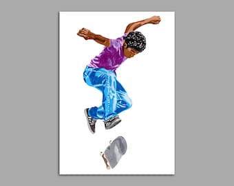 Skateboard Print - Dynamic Colourful A4 Skate Print of Nick Cross Original Art - The Skateboard Series Number 7