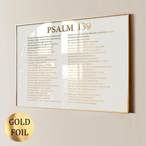 Stampa del Salmo 139, poster del Salmo cristiano, biglietto di preghiera, arte murale, citazione biblica, decorazione murale, regalo religioso, regalo cristiano biblico, stampa in lamina d'oro