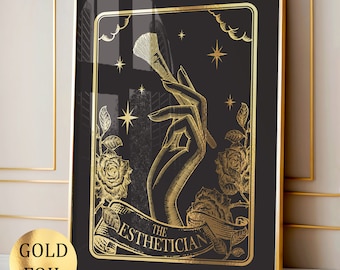 Esthetic Art Beauty Salon Decor Skincare Art Tarot Card Gold Foil Print Esthetician Gift Dermatologist Gift Skin Specialist Gift Med SPA Art