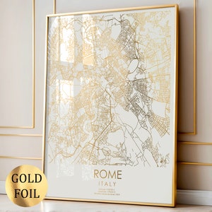 Rom Karte Kunst Gold Stadt Karte Drucken Italien Wand-Dekor-Reisenden Geschenk Haus-Wand-Dekor Wohnzimmer Wand-Kunst-moderne Wand-Kunst-Goldfolie-Druck