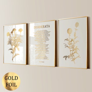 Desiderata di Max Ehrmann Poesia Arte Stampa in lamina d'oro Versetto Decorazione murale Poster letterario Citazione ispiratrice Decorazione murale per la casa Arte murale moderna