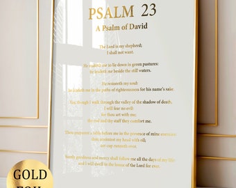 Psalm 23 Print A Psalm of David Christian Psalm Poster Psalm Wall Art Christian Wall Decor Religious Gift Bible Verse Art Christian Gift