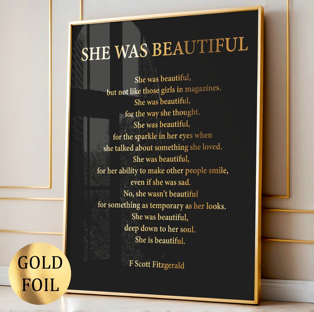 She Was Beautiful F Scott Fitzgerald Poem Art Famous Literature Art