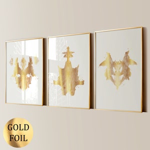 3 Art de test de Rorschach dorés Art médical Test de psychiatrie Art scientifique Rorschach tache d'encre Rorschach décoration murale psychologue cadeau de bureau