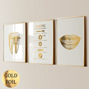 3 Apparecchi per denti Arte dentale Arte medica Poster odontoiatrico Staffe Arte Guida alla cura dei denti Assistenza post-odontoiatrica Regalo dentista Regalo igienista dentale