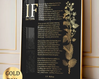 IF for Girls door JP McEvoy gedicht kunst klassieke literatuur kunst beroemde gedicht kunst inspirerende gedicht modern muur decor student cadeau goudfolie print