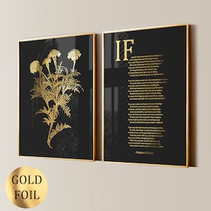 SE di Rudyard Kipling Arte da parete Poesia Arte Versi Arte Citazione Arte Decorazione da parete per la casa Regalo per gli amanti della letteratura Decorazione da parete moderna Stampa in lamina d'oro