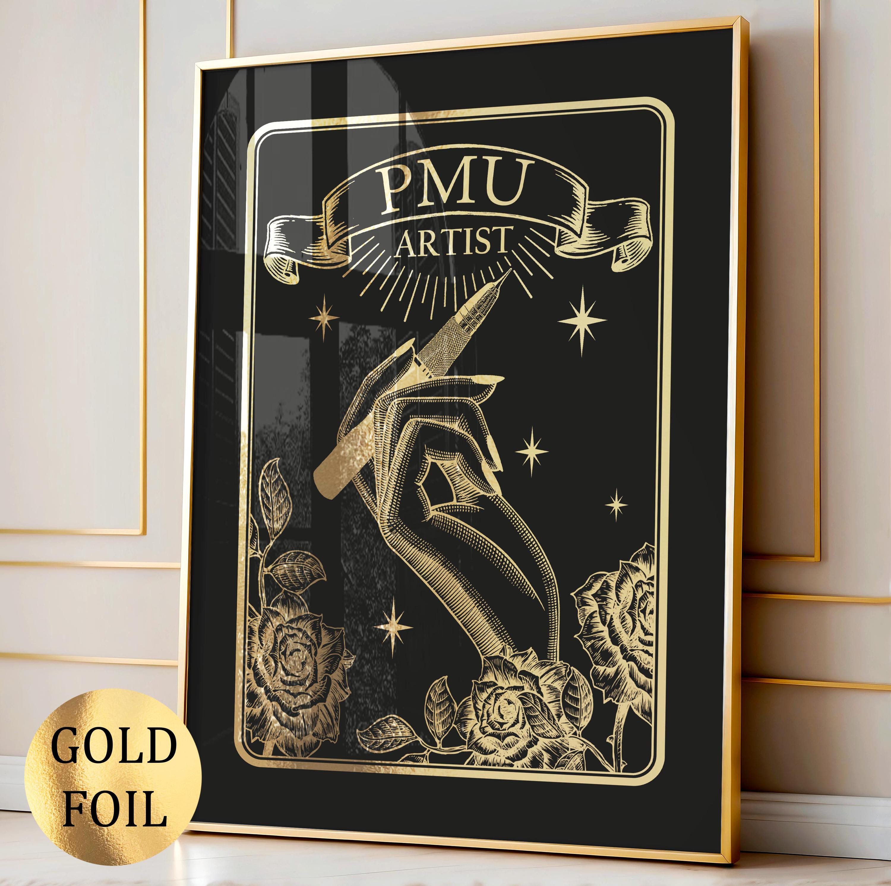 PMU Artist Art Beauty Salon Decor Tarot Design Permanent Make Up Aesthetics Art Micropigmentation Beauty Treatment Gold Foil Print