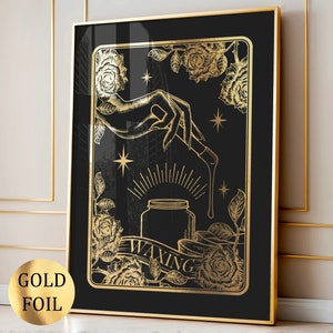 Decorazione per salone di bellezza con depilazione con cera, decorazione per sala ceretta, disegno dei tarocchi, stampa in lamina d'oro, regalo per estetista, regalo per cosmetologa, specialista in ceretta