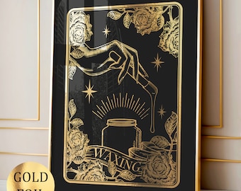 Wax Art Hair Removal Beauty Salon Decor Waxing Room Decor Tarot Design Gold Foil Print Beautician Gift Cosmetologist Gift Wax Specialist
