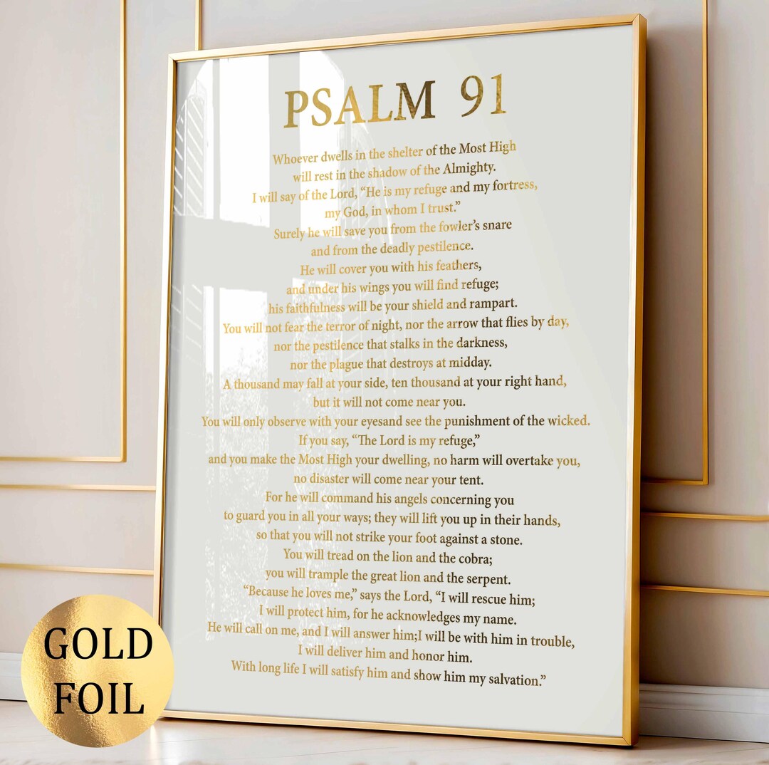 Psalm 91 Art Christian Scripture Poster Bible Wall Art Religious Wall ...