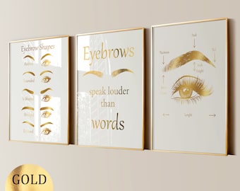 3 Eyebrows Posters Beauty Art Eyebrow Shapes Beauty Salon Decor Eyebrow Types Aesthetician Gift Eyebrow Threading Beauty Quote Wall Decor