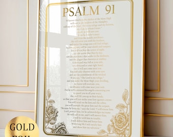 Psalm 91 Print Bible Verse Poster Christian Wall Art Religious Art ...