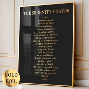 The Serenity Gebetsgedicht Christliche Gebetskunst Inspirierendes Spruchplakat Religiöses Zitat Kunst Motivationsbibel-Verskunst Goldfolien-Kunst