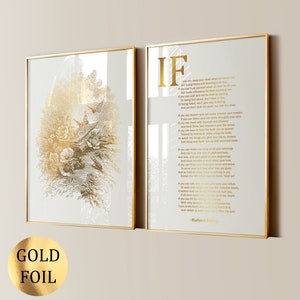 IF Poem Art, poesia di Rudyard Kipling, decorazione da parete poetica, stampa in lamina d'oro, poesia ispiratrice, poster letterario, poesia famosa, arte da parete moderna