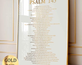Psalm 145 Print A Song of Praise Of David Christian Psalm Wall Decor Religious Gift Bible Verse Art Altar  Decor Christian Gift Gold Foil