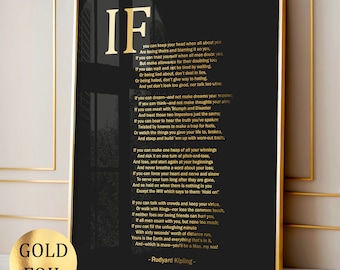 IF de Rudyard Kipling Poema Arte Verso Arte Cita Famosa Arte Decoración de Pared para el Hogar Regalo de Escritor Regalo de Poeta Regalo de Amante de la Literatura Decoración de Pared Moderna
