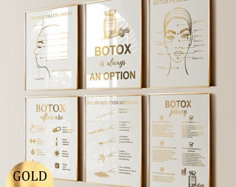 6 Botox Injection Posters Beauty Treatment Art Dermal Filler Poster Cosmetic Skin Procedures Beauty Salon Decor Med SPA Dermatologist Gift