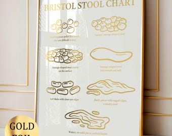 Gold Bristol Stool Chart Stool Types Poster Gastrointestinal Health Medical Art Gastroenterologist Gift Scientific Gift Gold Foil Print