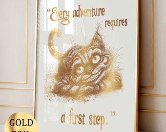 Cheshire Cat Art, Alice in Wonderland Poster, Lewis Carroll Quote, Famous Novel Poster, Kids Room Decor, Humorous Saying, Alice Lover Gift
