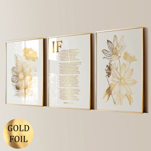 SE di Rudyard Kipling Poesia Arte Versi d'oro Arte Poesia famosa Arte Decorazione da parete per la casa Regalo per gli amanti della poesia Poster letterario Stampa in lamina d'oro Idea regalo